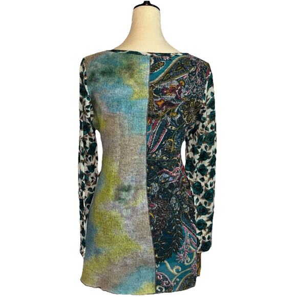 Radzoli Women's Whimsical Goth Knit Small Patchwork Tunic Top Multicolor - Picture 2 of 10